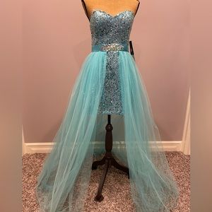 Strapless beaded turquoise unique Dress